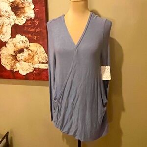 NWT Free People oversized light-wt long sleeve faux wrap drape top, size Small
